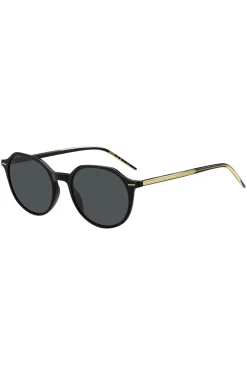 Black-acetate sunglasses with gold-tone detailing