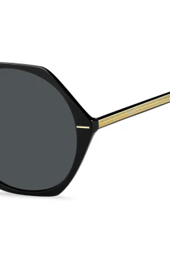 Black-acetate sunglasses with angular frames