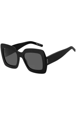 Black-acetate sunglasses with signature hardware