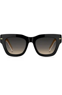 Black-acetate sunglasses with chain strap