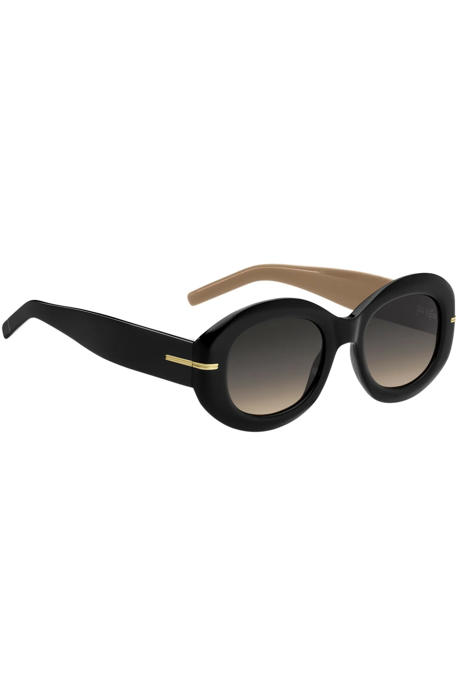 Black-acetate sunglasses with chain strap