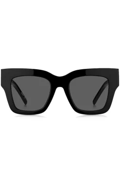 Black-acetate sunglasses with signature hardware