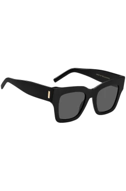 Black-acetate sunglasses with signature hardware