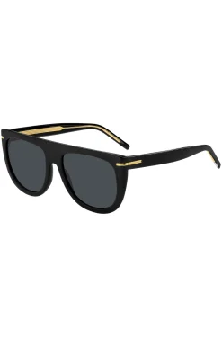 Black-acetate sunglasses with gold-tone hardware