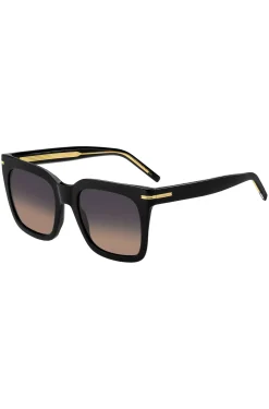 Black-acetate sunglasses with gold-tone hardware