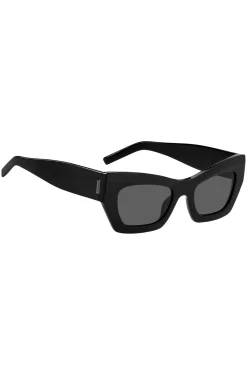 Black-acetate sunglasses with signature hardware