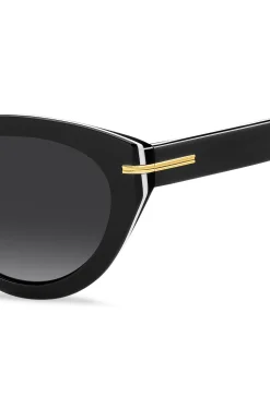 Black-acetate sunglasses with gold-tone trims