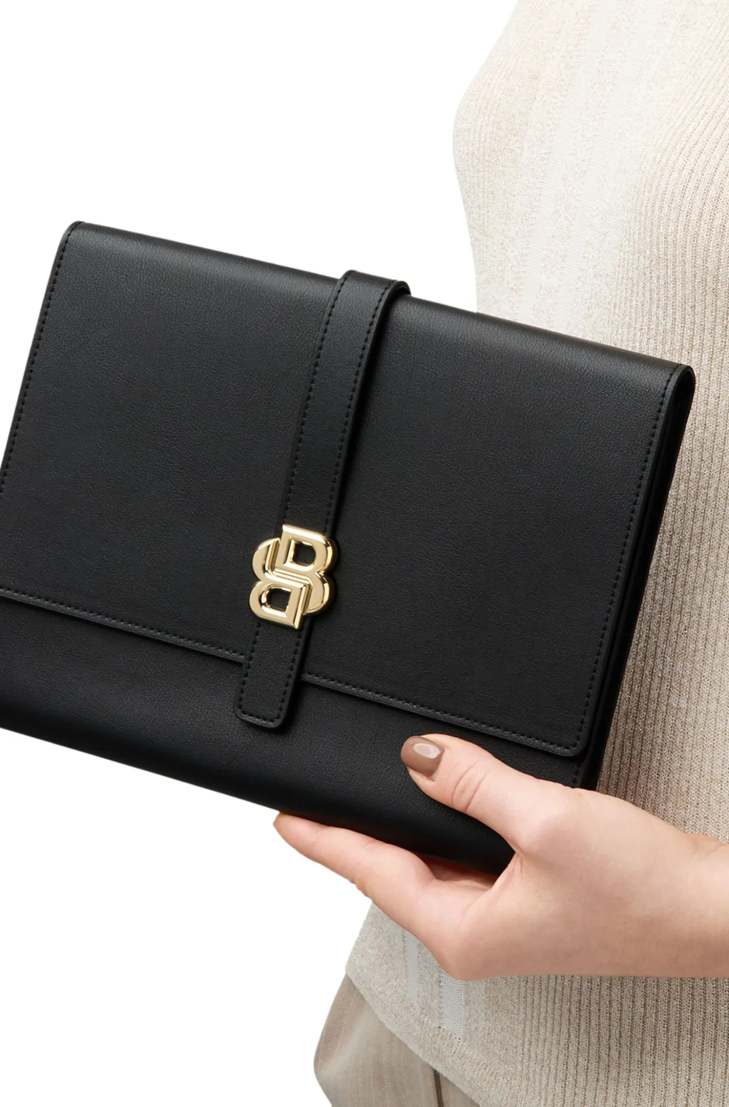 Black A5 conference folder with Double B monogram closure