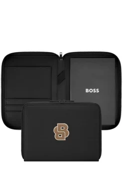 Black A5 conference folder with Double B patch