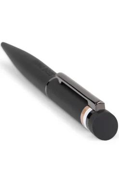 Black ballpoint pen with signature-stripe detail