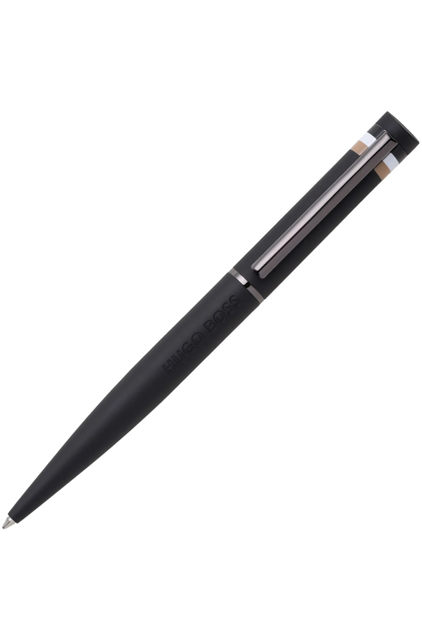 Black ballpoint pen with signature-stripe detail