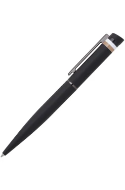 Black ballpoint pen with signature-stripe detail