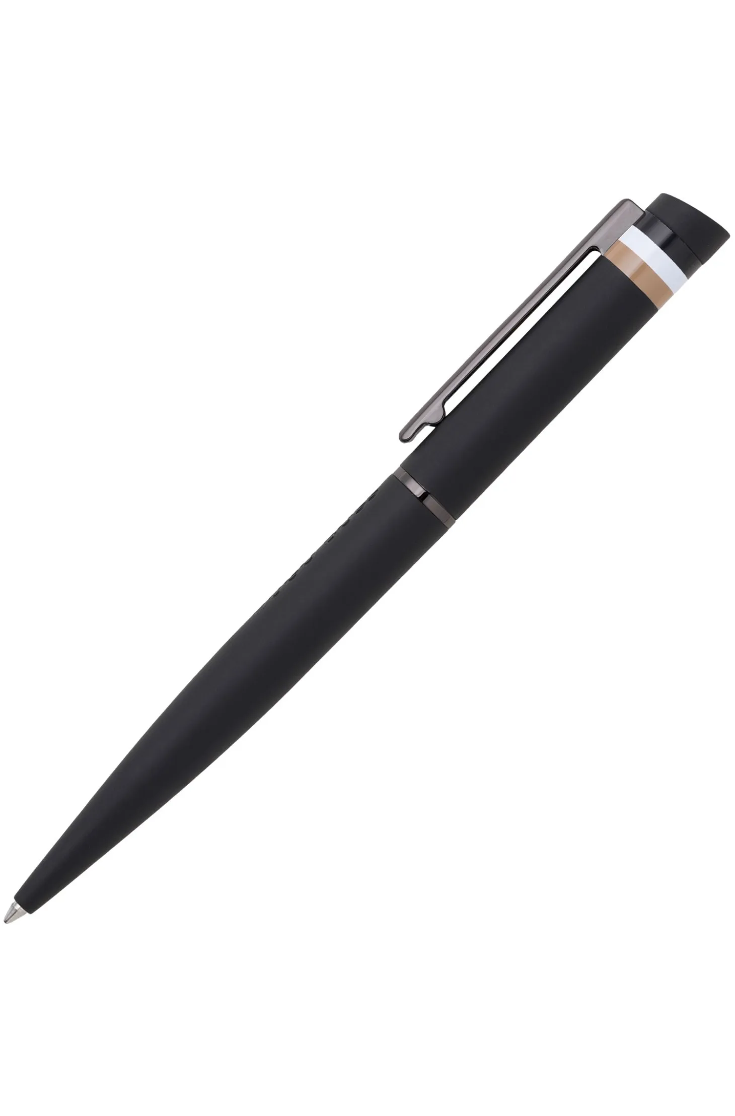 Black ballpoint pen with signature-stripe detail