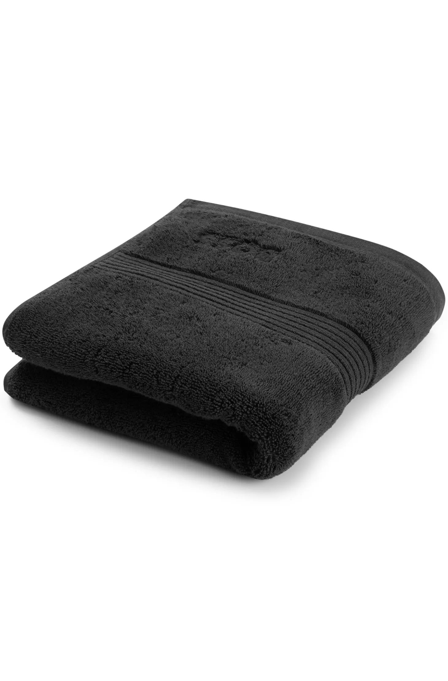 Black cotton hand towel with embroidered logo