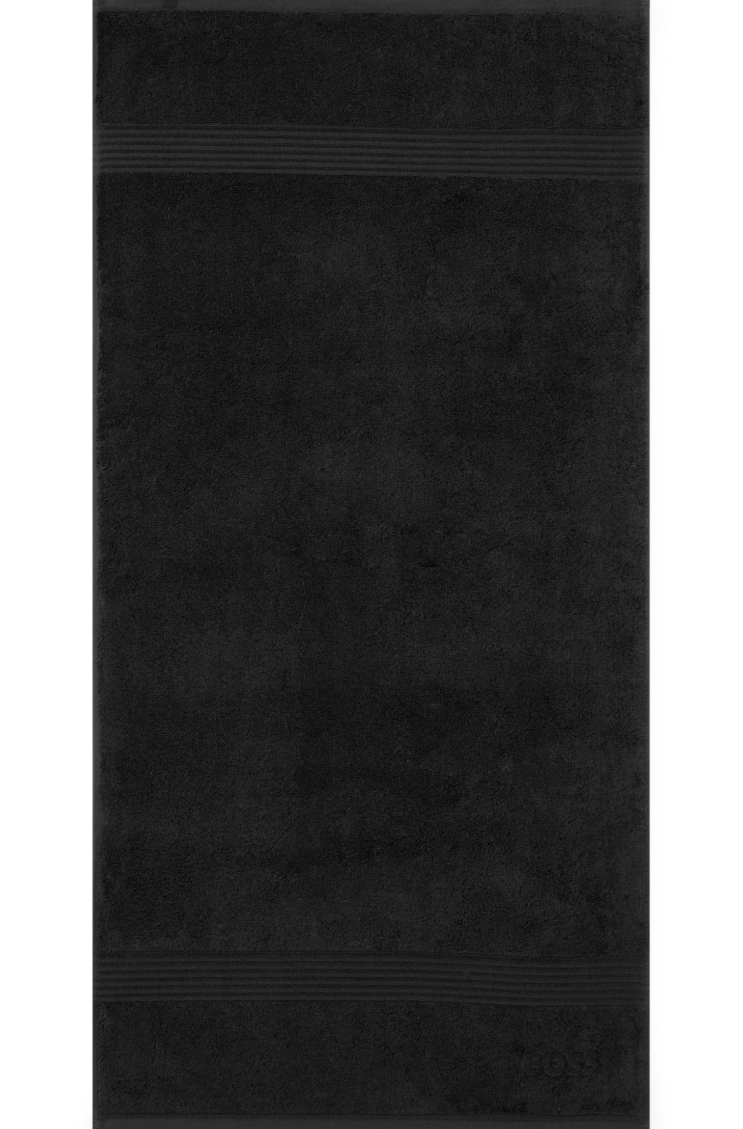 Black cotton hand towel with embroidered logo