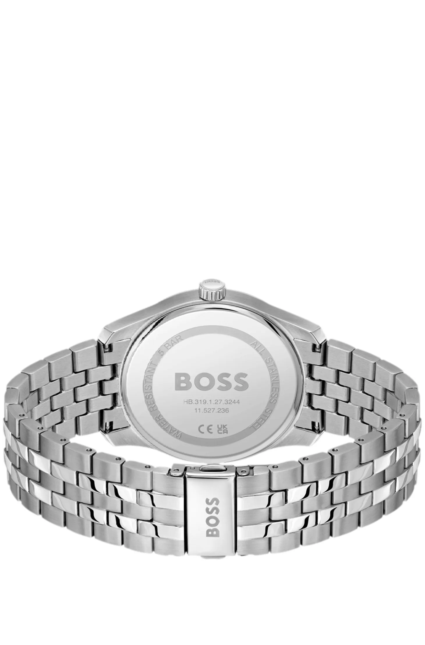 Black-dial watch with multi-link bracelet