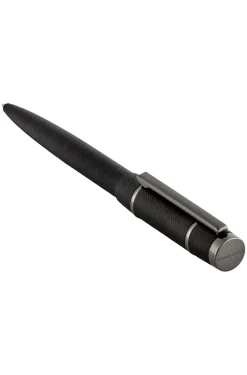 Black diamond-cut ballpoint pen with Double B trim