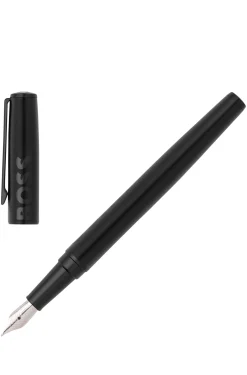 Black fountain pen with tonal logo