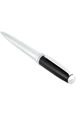 Black-lacquered and chrome-plated ballpoint pen in brass
