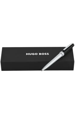 Black-lacquered and chrome-plated ballpoint pen in brass