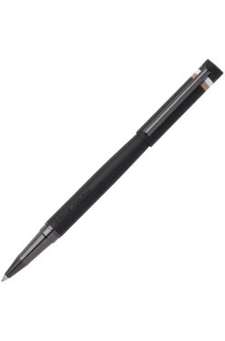 Black logo-detail rollerball pen with signature-stripe cap