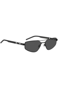 Black-metal sunglasses with cut-out logo