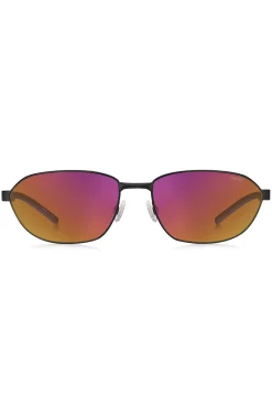 Black-metal sunglasses with cut-out logo