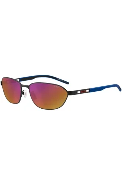 Black-metal sunglasses with cut-out logo