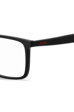 Black optical frames with clip-on shaded lenses
