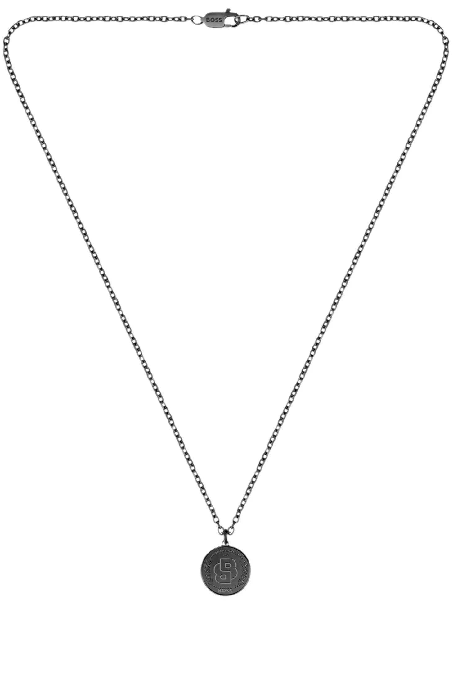 Black-plated necklace with Double B monogram medallion