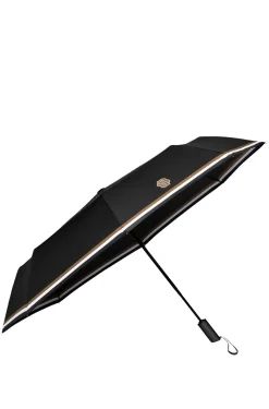 Black pocket umbrella with Double B and signature stripes
