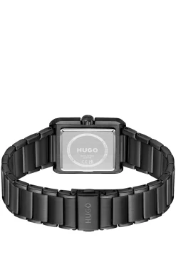Black-steel watch with red accents