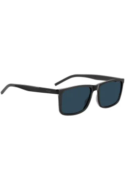 Black sunglasses with blue shaded lenses
