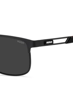 Black sunglasses with rubber logo