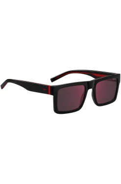 Black sunglasses with signature red accents