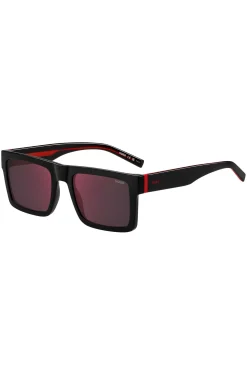 Black sunglasses with signature red accents