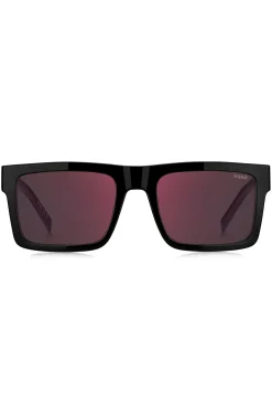 Black sunglasses with signature red accents