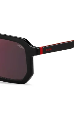 Black sunglasses with signature red accents