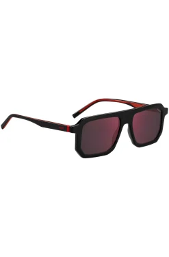 Black sunglasses with signature red accents