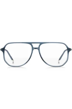 Blue-acetate optical frames with tubular temples