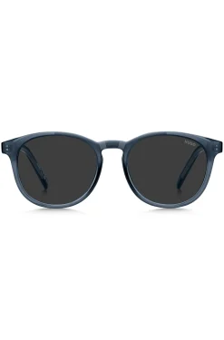 Blue-acetate sunglasses with rubber trim