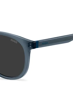 Blue-acetate sunglasses with rubber trim
