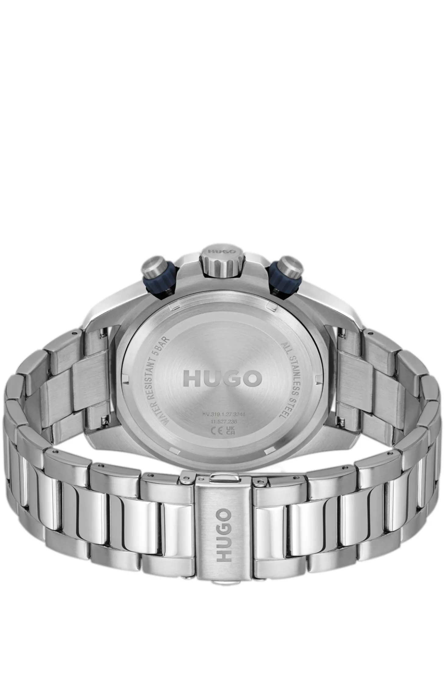 Blue-dial watch with link bracelet