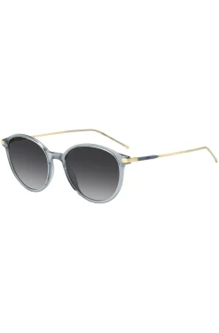 Blue-grey sunglasses with gold-tone temples