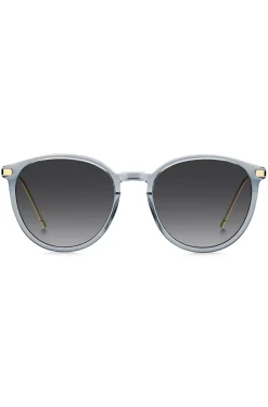 Blue-grey sunglasses with gold-tone temples