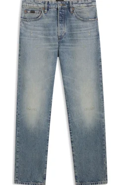 Blue jeans in stonewashed Japanese denim