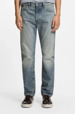 Blue jeans in stonewashed Japanese denim