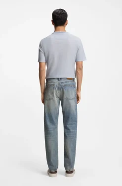 Blue jeans in stonewashed Japanese denim