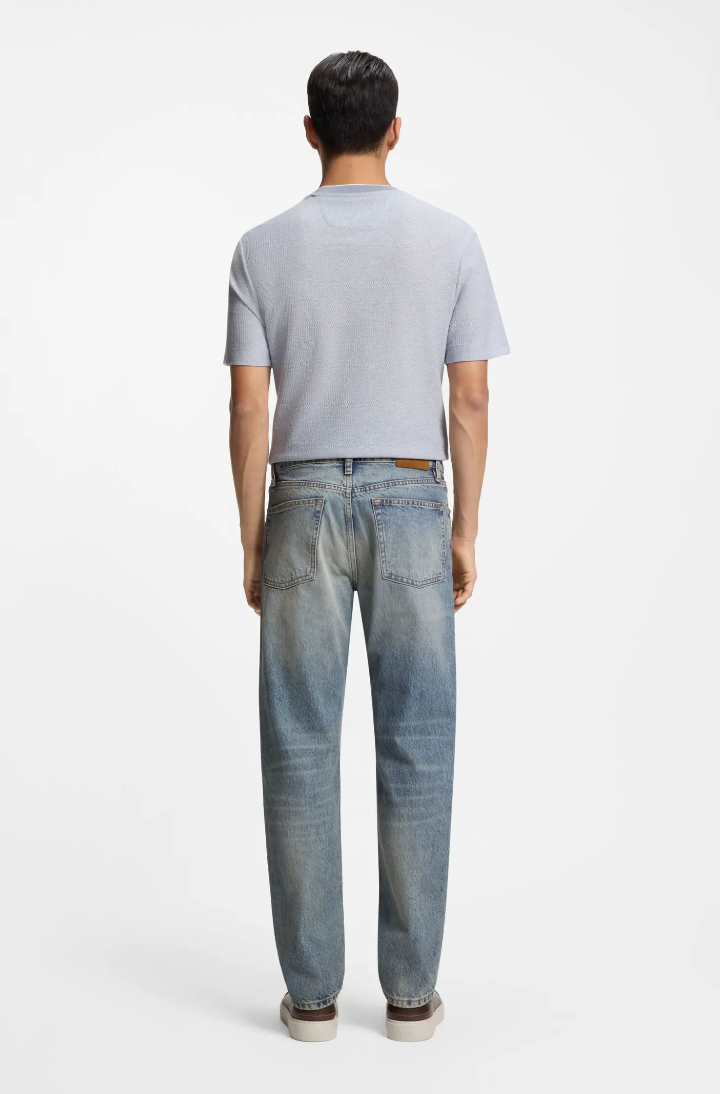 Blue jeans in stonewashed Japanese denim