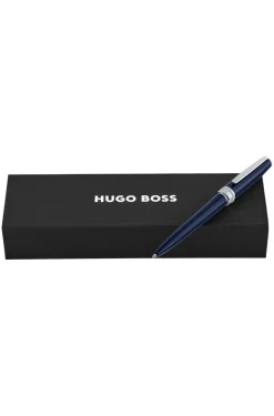 Blue-lacquered ballpoint pen in brass